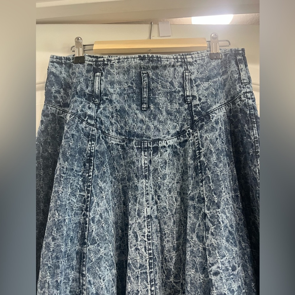 True Vintage Blue Denim Pleated Long Button Down Skirt Women’s Size XS/S Western - Picture 7 of 9
